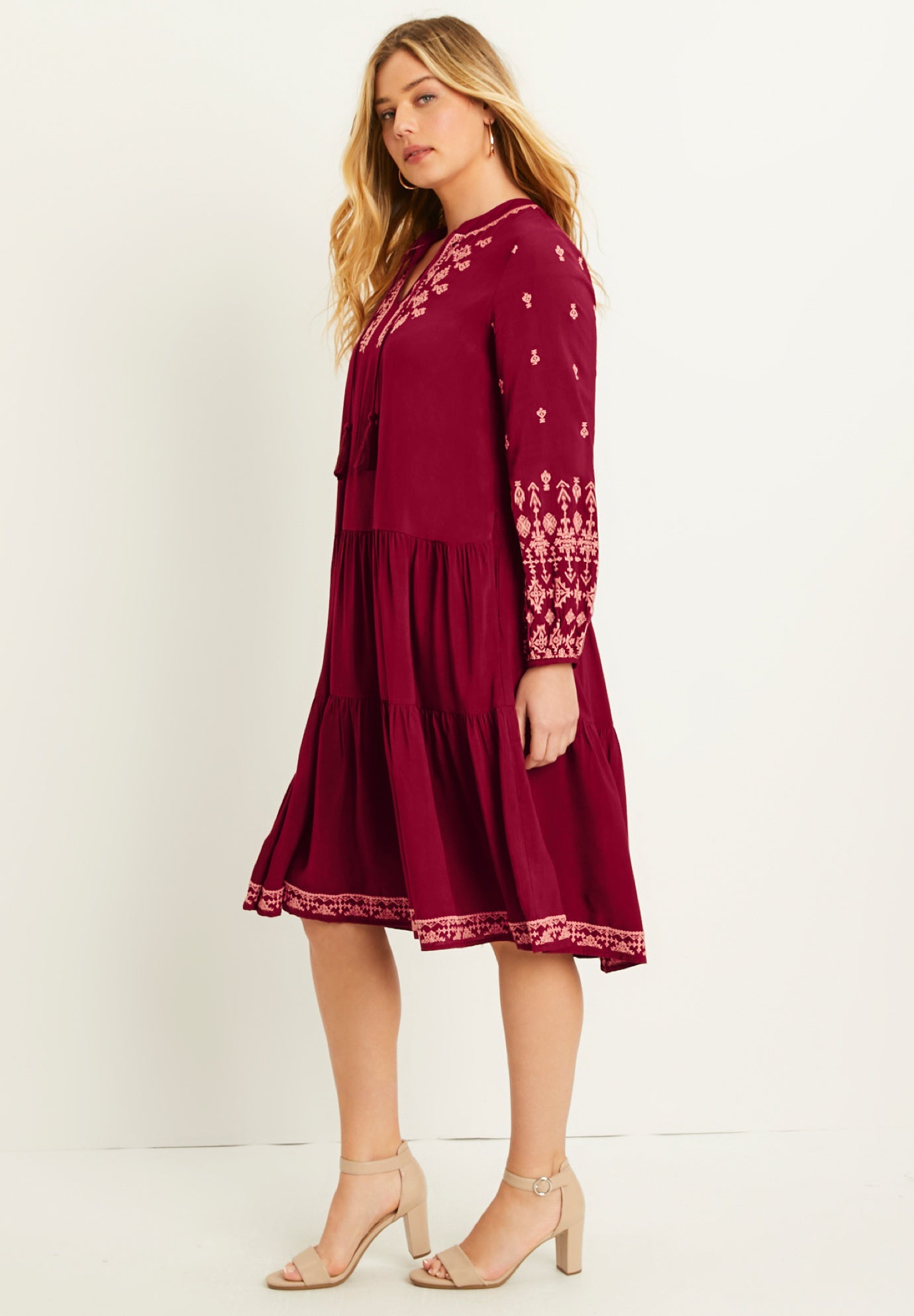 Coraline Embroidered Peasant Dress image number 2