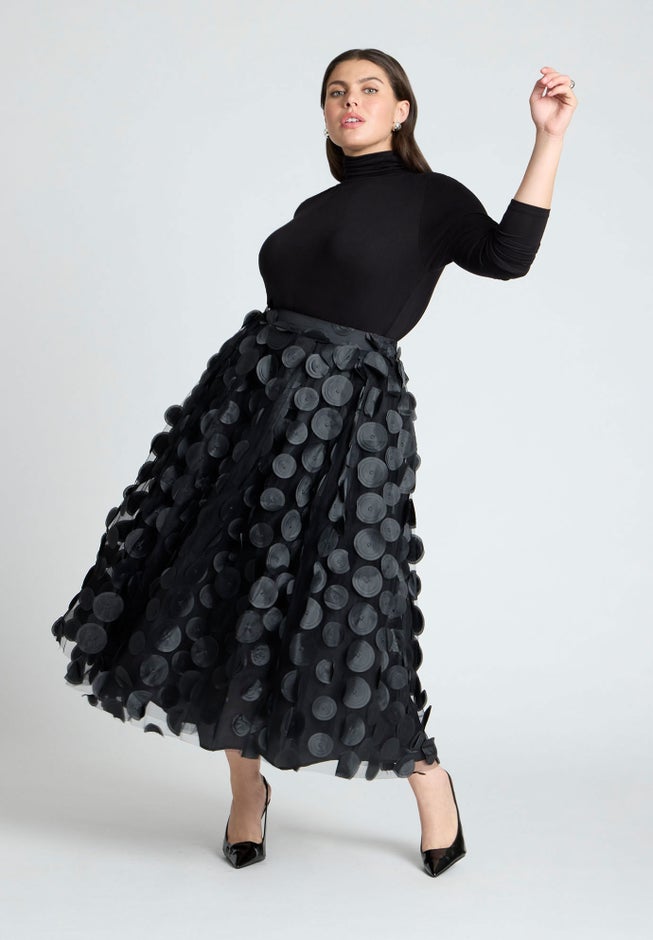 Dimensional Dot Tulle Maxi Skirt image number 1