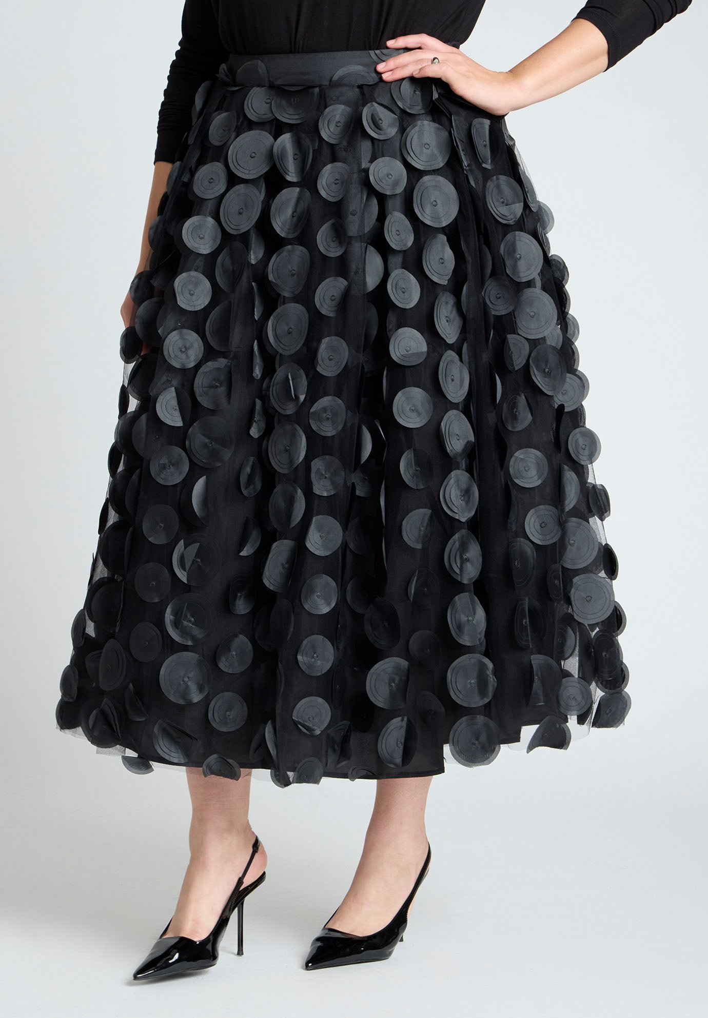 Dimensional Dot Tulle Maxi Skirt image number 2
