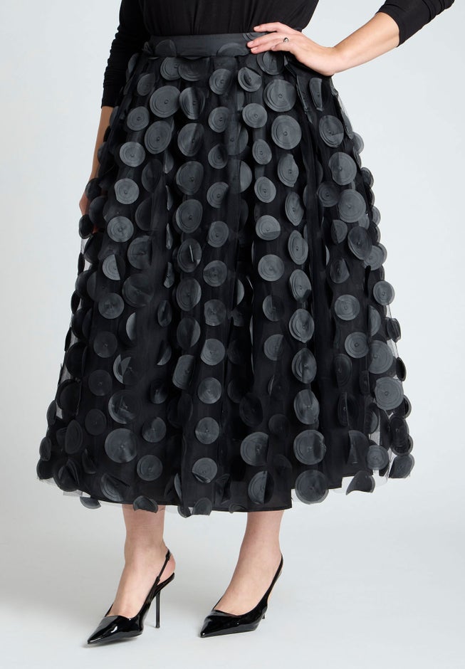Dimensional Dot Tulle Maxi Skirt image number 2