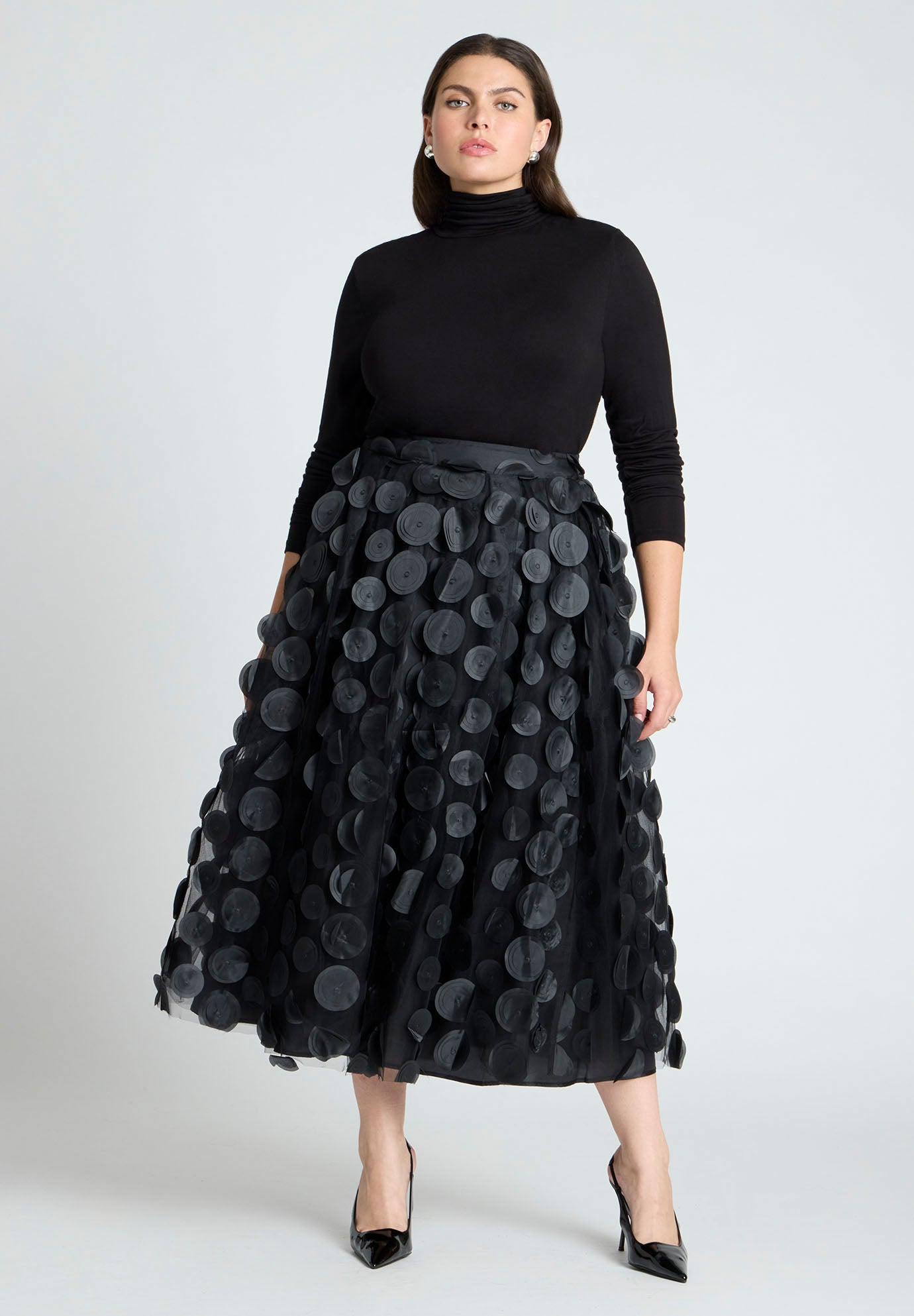 Dimensional Dot Tulle Maxi Skirt image number 0