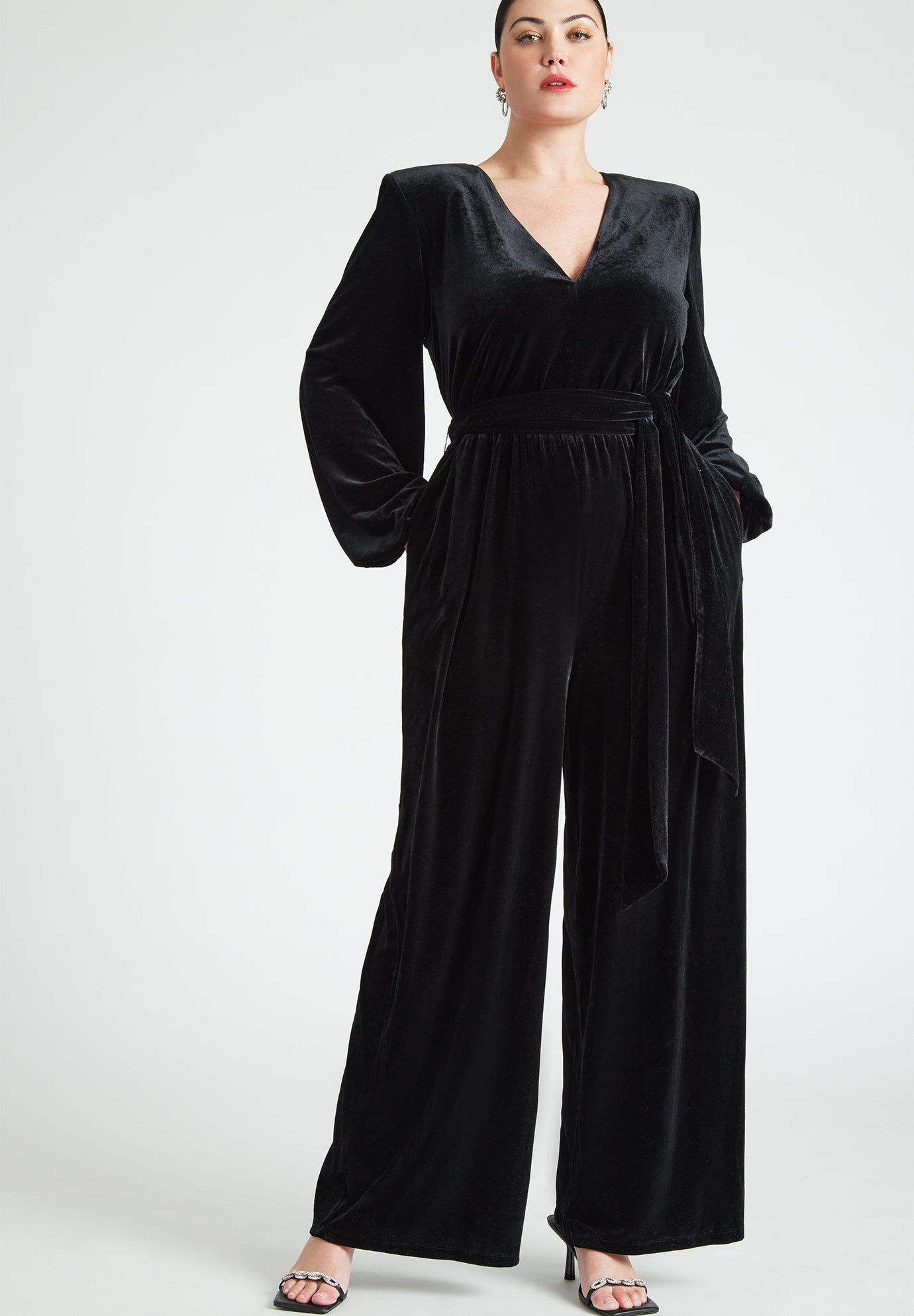 Velvet Wide-Leg Jumpsuit image number 0
