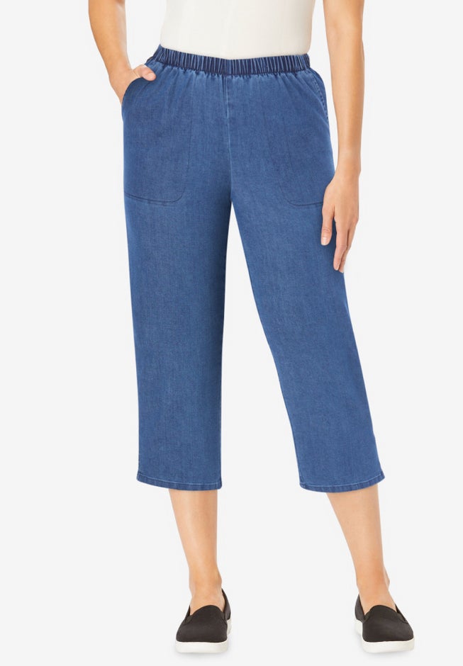 Fineline Stretch Denim Pull-On Capri Jeans image number 0