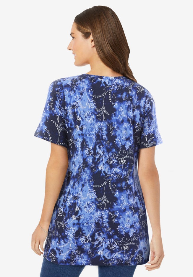 Perfect Printed Short-Sleeve V-Neck Tee image number 1