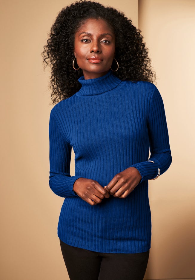 Ribbed Cotton Turtleneck Sweater image number 1