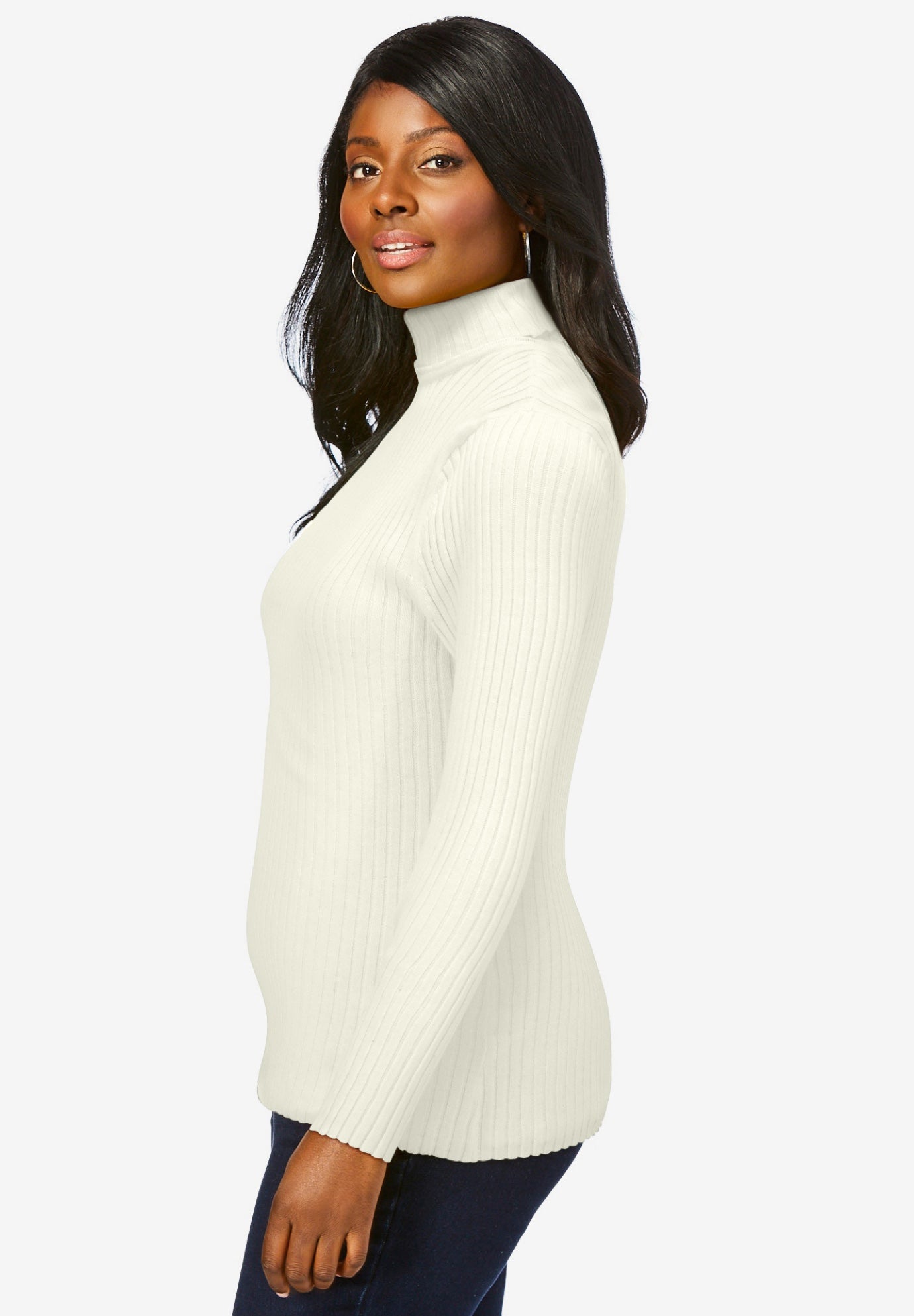 Ribbed Cotton Turtleneck Sweater image number 2