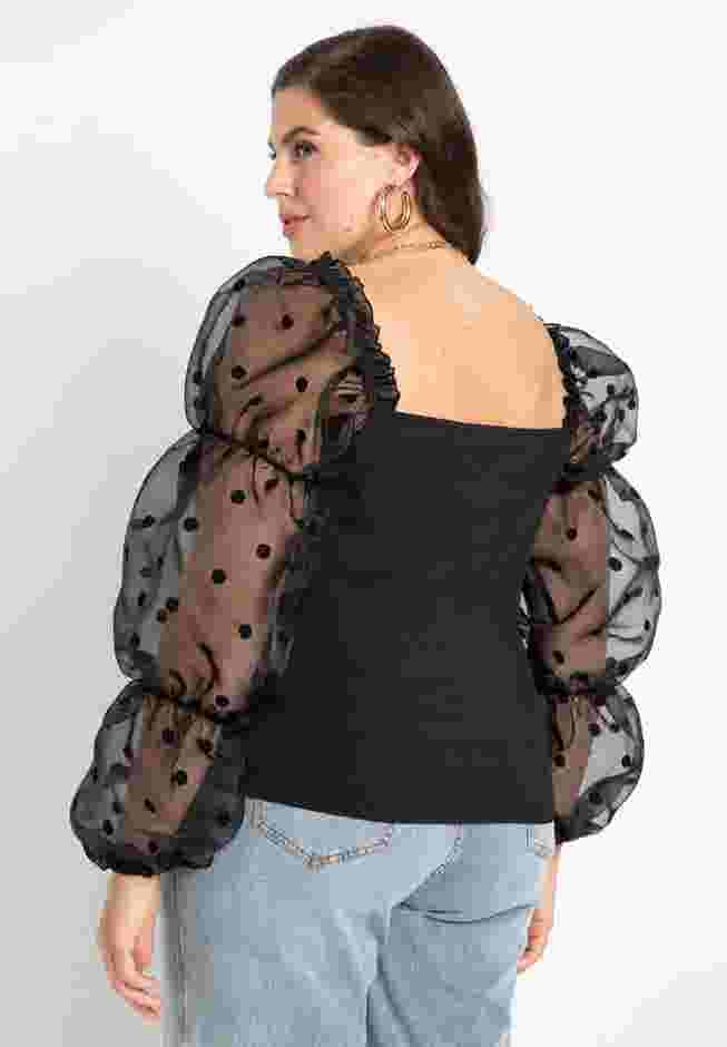 Flocked Organza Sleeve Top image number 2