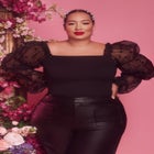 Flocked Organza Sleeve Top image number null