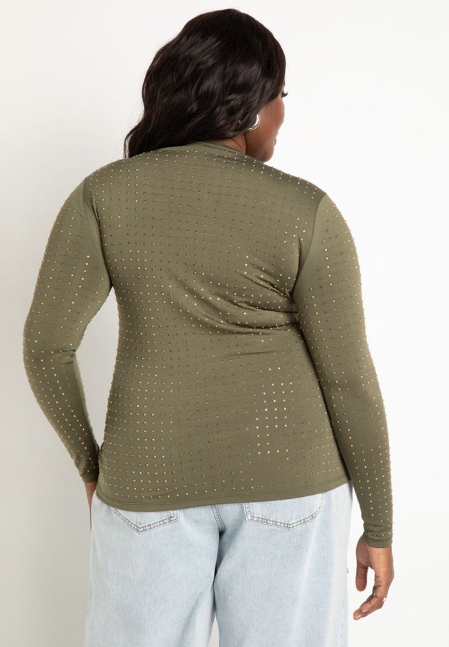 Rhinestone Funnel Neck Top image number 1