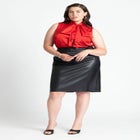 Sleeveless Satin Bow Blouse image number null