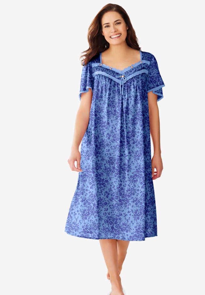 Short Silky Lace-Trim Gown image number 0