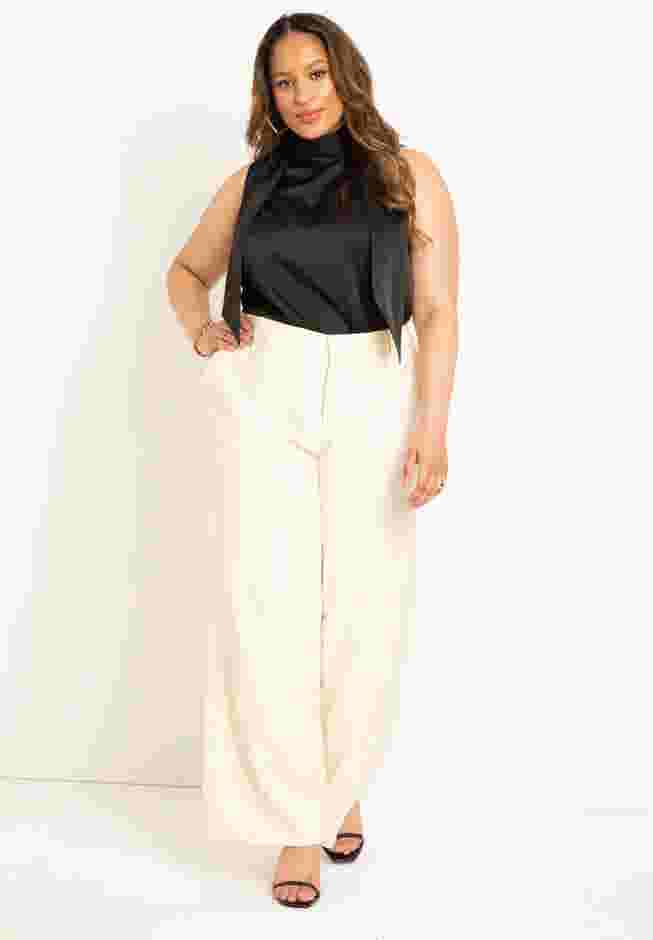 Scarf Neck Sleeveless Satin Top image number 2