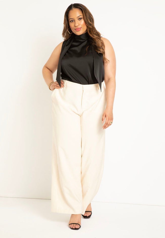 Scarf Neck Sleeveless Satin Top image number 2