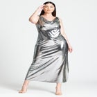 Metallic Cowl Dress image number null