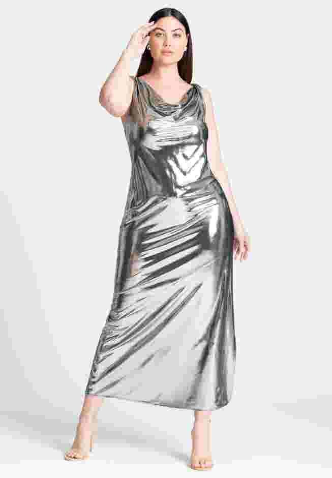 Metallic Cowl Dress image number 1