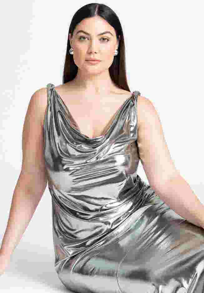Metallic Cowl Dress image number 4