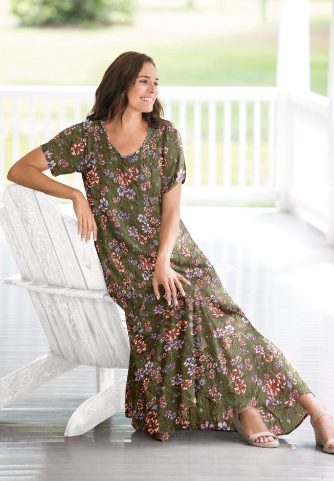 Short-Sleeve Crinkle Dress image number 2