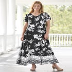 Printed Short-Sleeve Crinkle Maxi Dress image number null