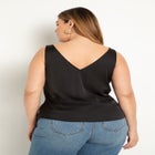 Shirred Front Satin Tank image number null