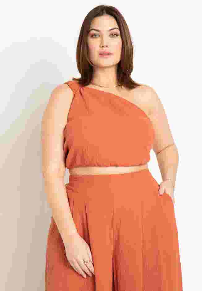 Knotted One Shoulder Crop Top image number 0