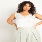 V Neck Satin And Chiffon Tank image number null