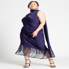 Scarf Neck Fringe Dress image number null