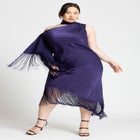 Scarf Neck Fringe Dress image number null