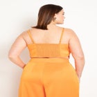 Pointed Hem Satin Crop Top image number null