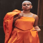 Pointed Hem Satin Crop Top image number null