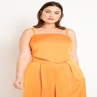 Pointed Hem Satin Crop Top image number null