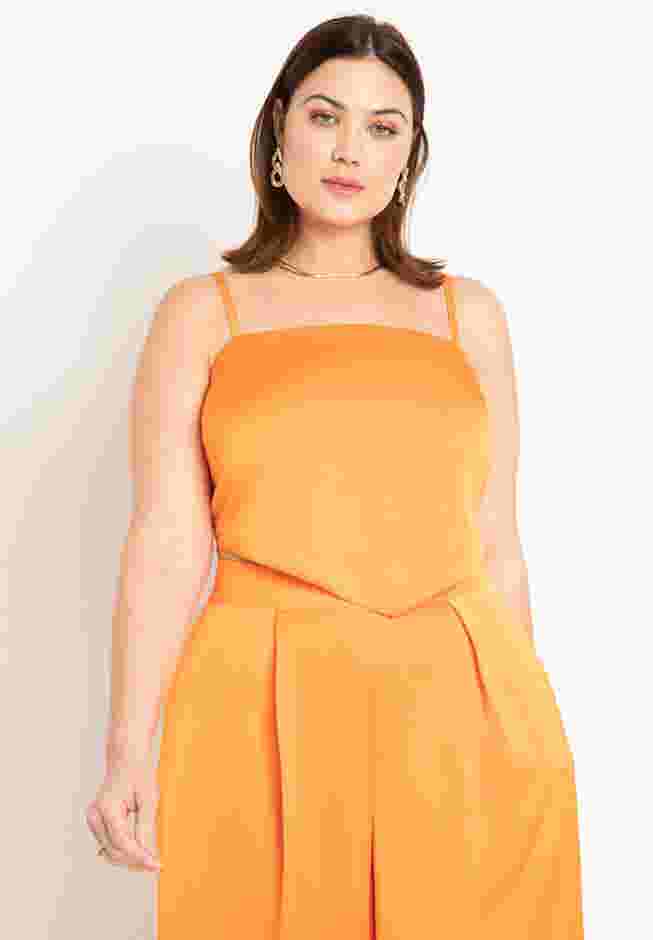 Pointed Hem Satin Crop Top image number 0