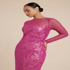 Sequin Dress With Sheer Layer image number null