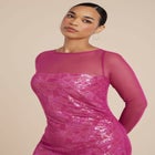 Sequin Dress With Sheer Layer image number null