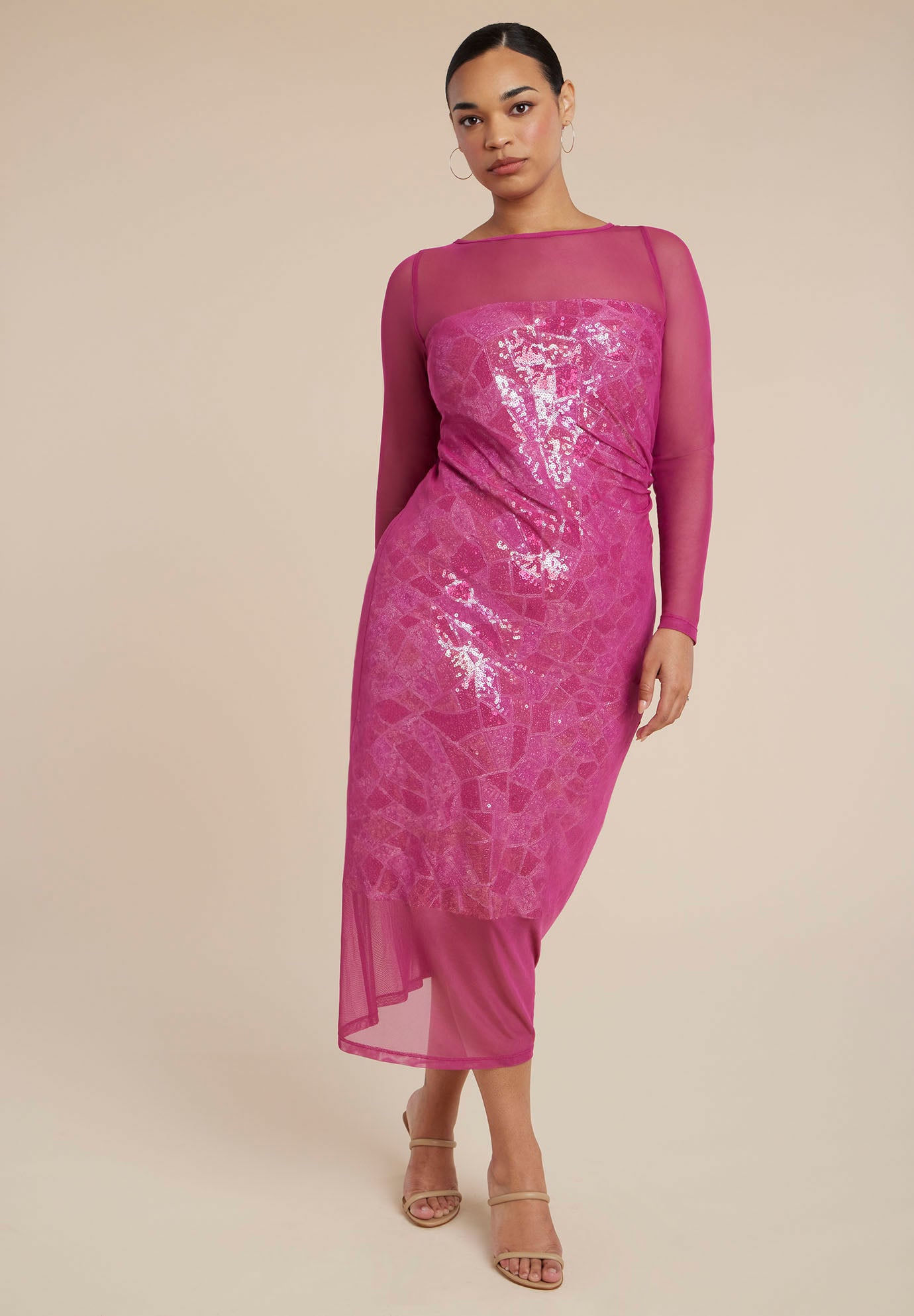Sequin Dress With Sheer Layer image number 0