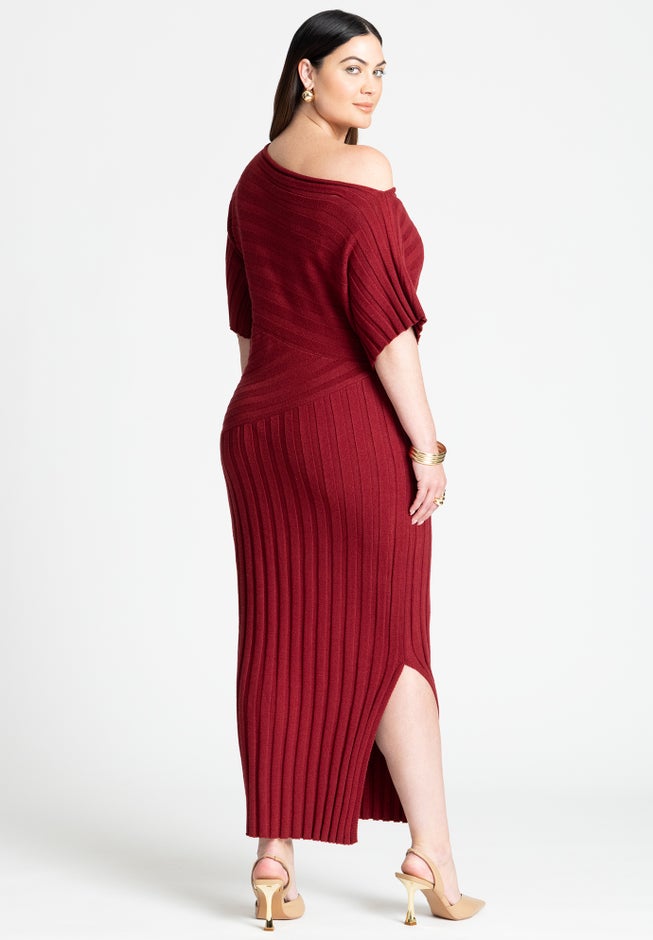 Mixed Directional Rib Midi Dress image number 2