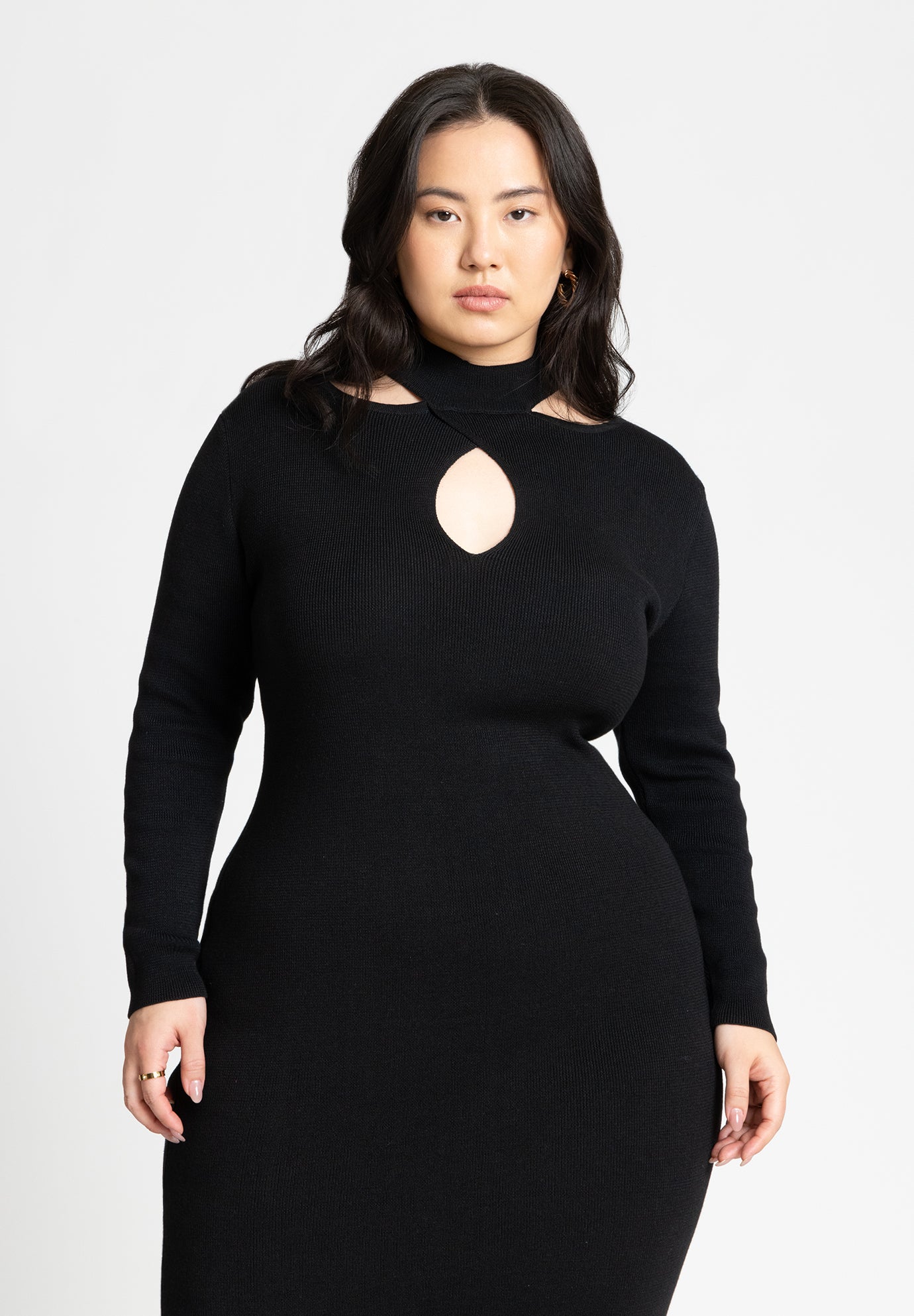 Keyhole Midi Sweater Dress image number 2