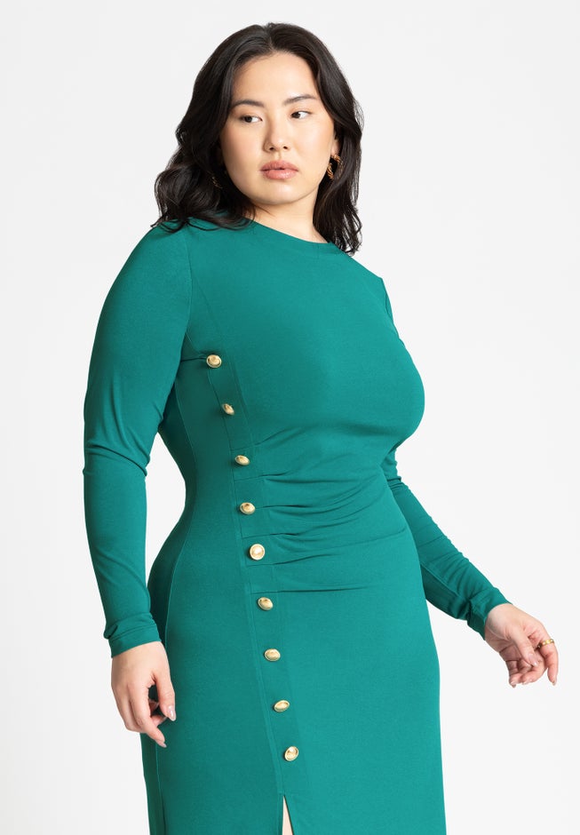 Button Detail Midi Dress image number null