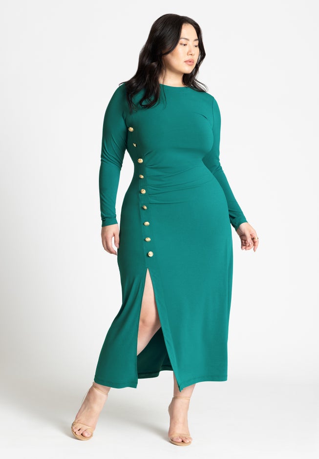 Button Detail Midi Dress image number null