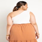 Knotted One Shoulder Crop Top image number null