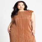 Plisse Short Sleeve Midi Dress image number 2