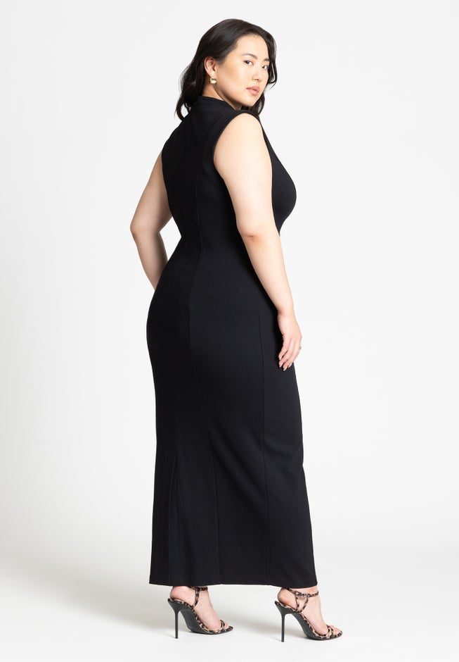 Mock Neck Stich Detail Dress image number 1