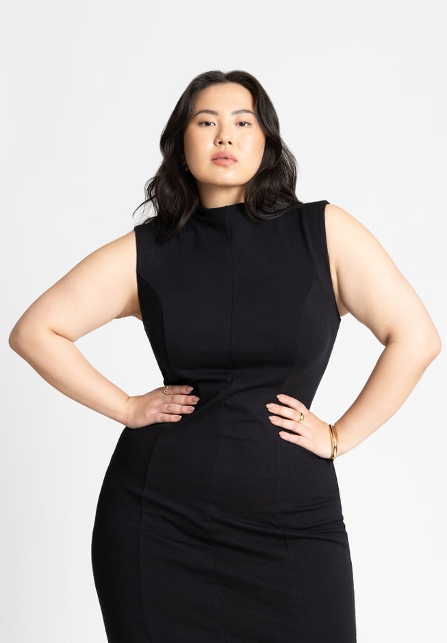 Mock Neck Stich Detail Dress image number 2