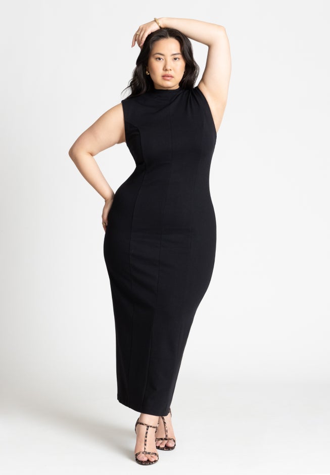 Mock Neck Stich Detail Dress image number 0