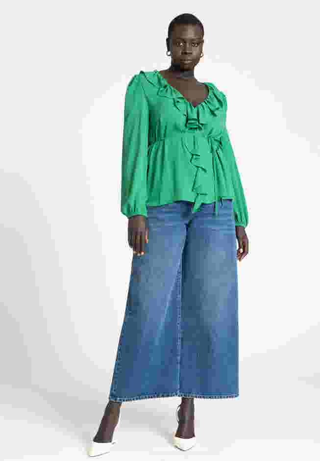 Ruffle Detail V Neck Blouse image number 3
