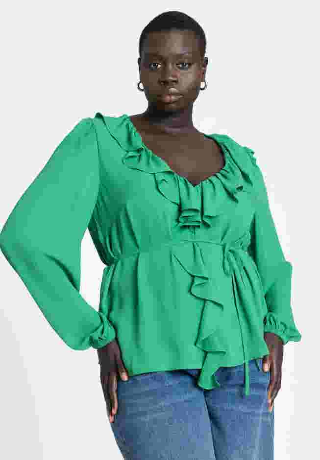 Ruffle Detail V Neck Blouse image number 0