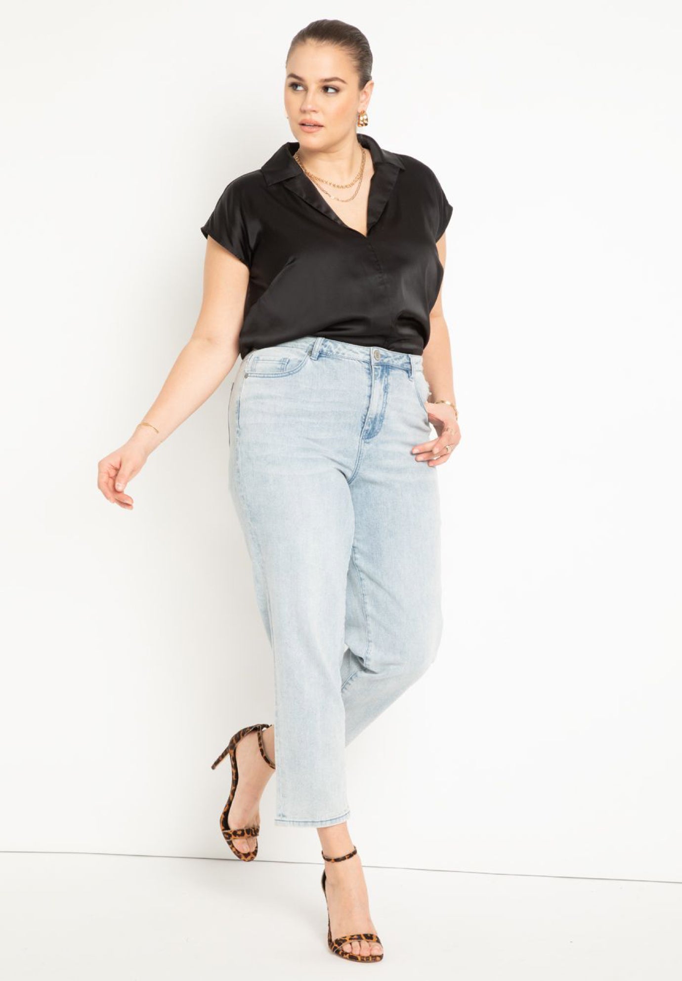 Collared Satin Top image number 2