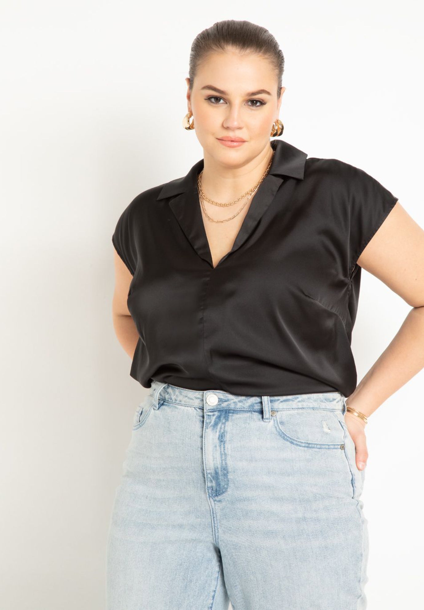 Collared Satin Top image number 0