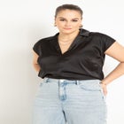 Collared Satin Top image number null