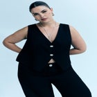 Crystal Button Fitted Vest image number null