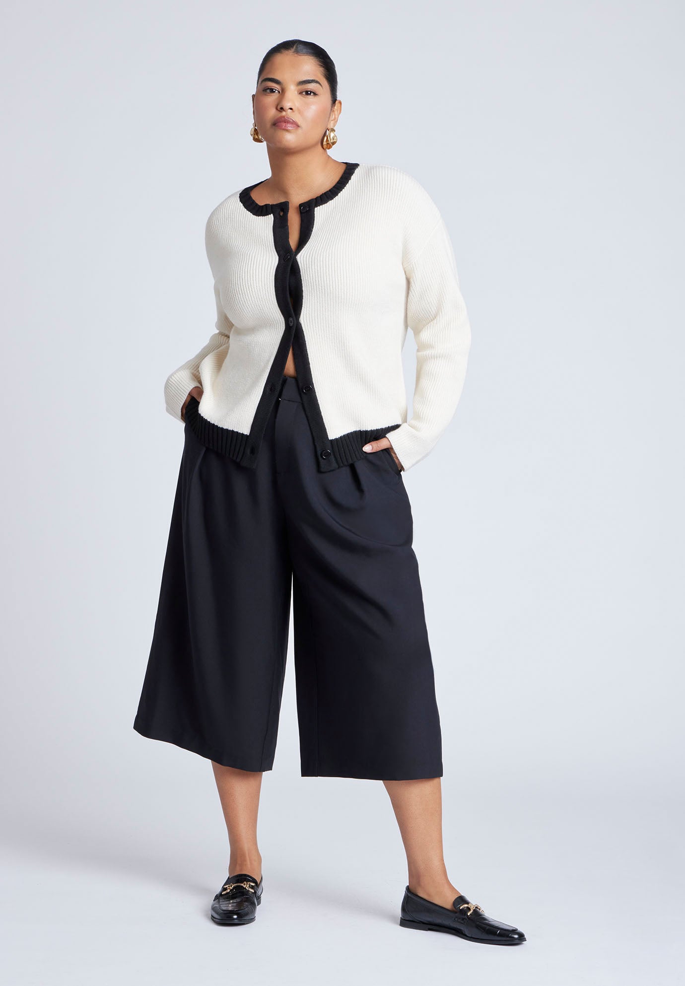 Contrast Placket Cardigan image number 1
